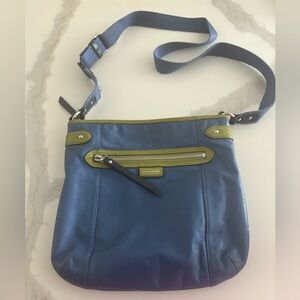 COACH DAISY SPECTATOR BLUE & GREEN CROSSBODY BAG 11x10.5”